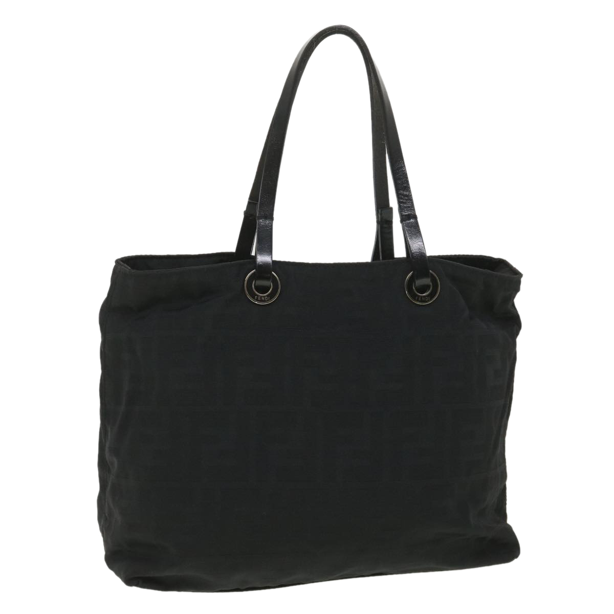 Fendi Zucca Canvas Shoulder Bag Nylon Black Auth Rd4348